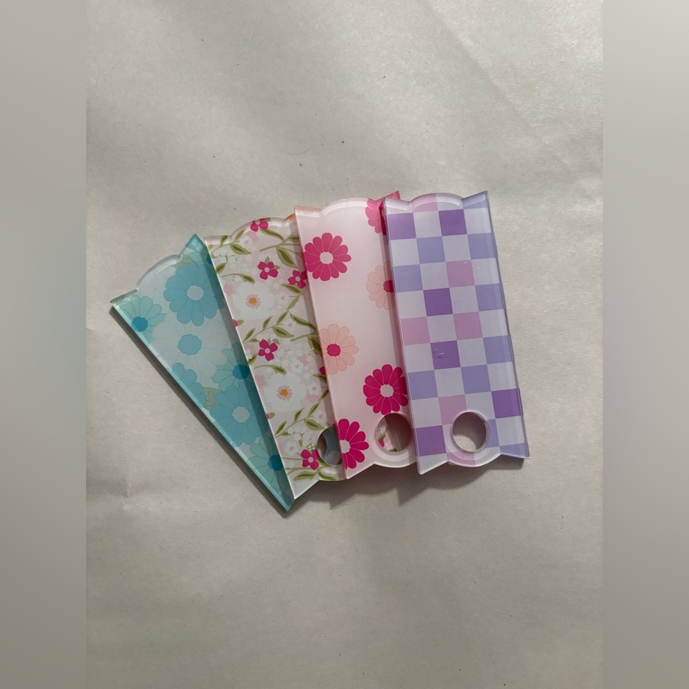 Floral & Checkered Plastic Stanley Toppers - Pink, Purple, Blue, White